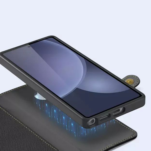 Dux Ducis Lawa Leather Case for Samsung Galaxy S25 Ultra with Detachable Magnetic Wallet - Black 20