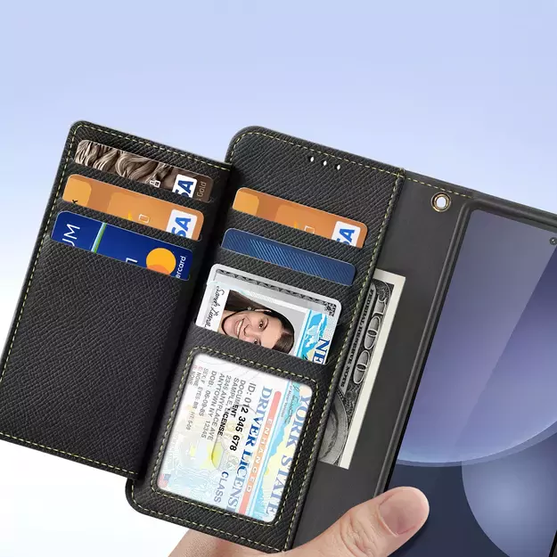 Dux Ducis Lawa Leather Case for Samsung Galaxy S25 Ultra with Detachable Magnetic Wallet - Black 18