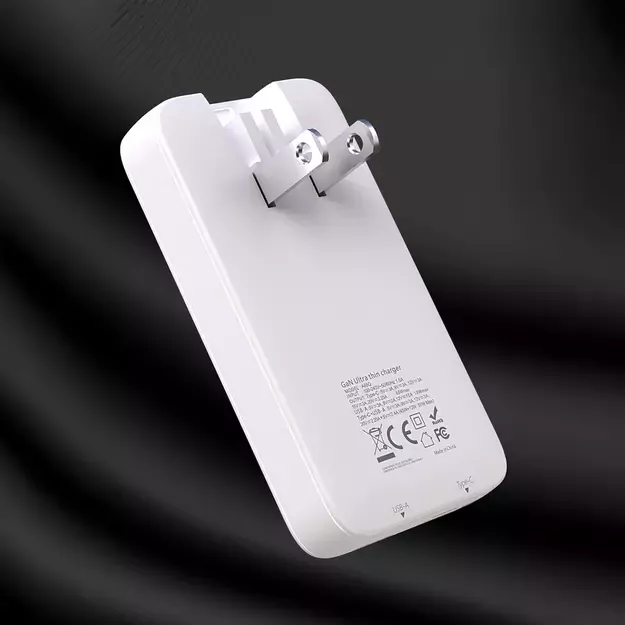 GaN Dudao A65Q 65W USB-A / USB-C PD Ultra-Thin Travel Wall Charger EU / US - White 1