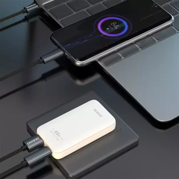 GaN Dudao A65Q 65W USB-A / USB-C PD Ultra-Thin Travel Wall Charger EU / US - White 5