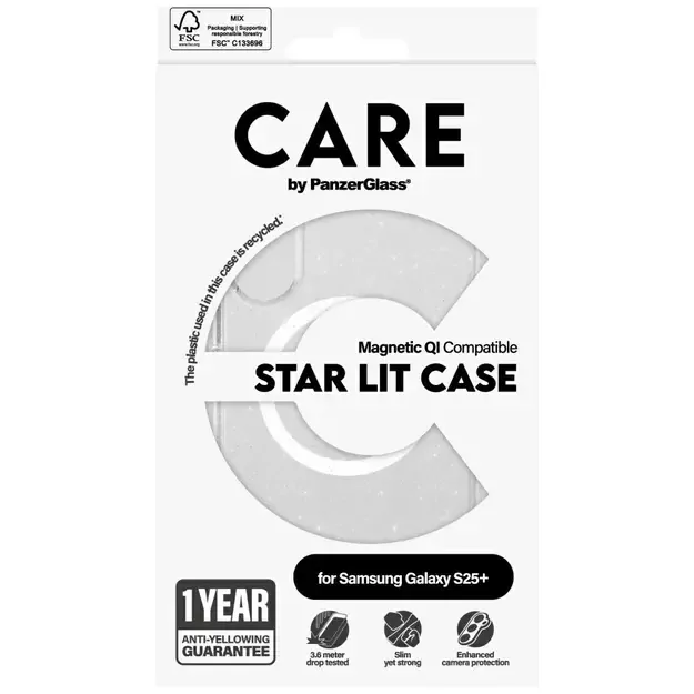 CARE by PanzerGlass Flagship Urban Combat StarLight White QI Case for Samsung Galaxy S25+ - Transparent 3