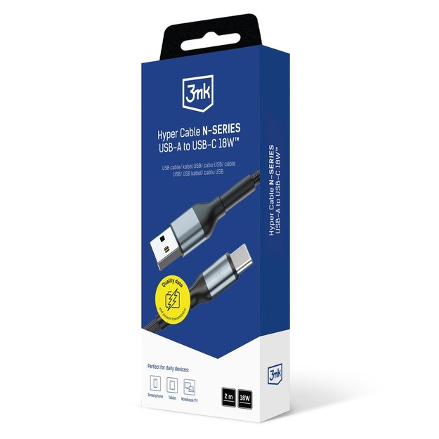 3mk Hyper Cable N-SERIES USB-A / USB-C 2m 9V/2A 18W / black 7