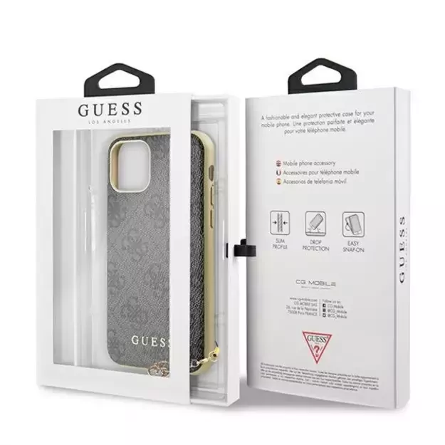 Guess GUHCN61GF4GGR iPhone 11 6.1&quot  / Xr grey/gray hard case 4G Charms Collection 6