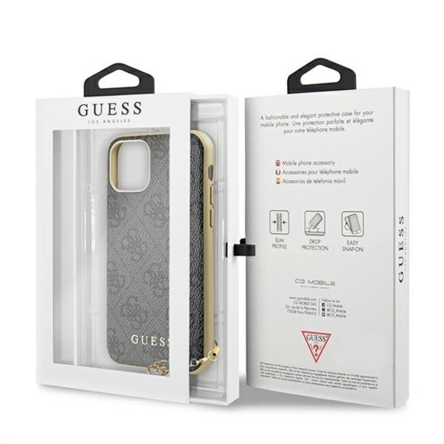 Guess GUHCN61GF4GGR iPhone 11 6.1&quot  / Xr grey/gray hard case 4G Charms Collection 12