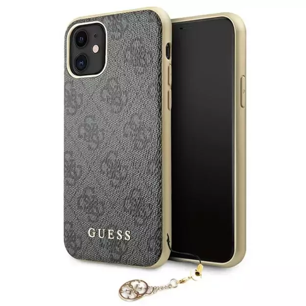 Guess GUHCN61GF4GGR iPhone 11 6.1&quot  / Xr grey/gray hard case 4G Charms Collection