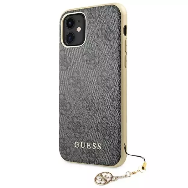 Guess GUHCN61GF4GGR iPhone 11 6.1&quot  / Xr grey/gray hard case 4G Charms Collection 1