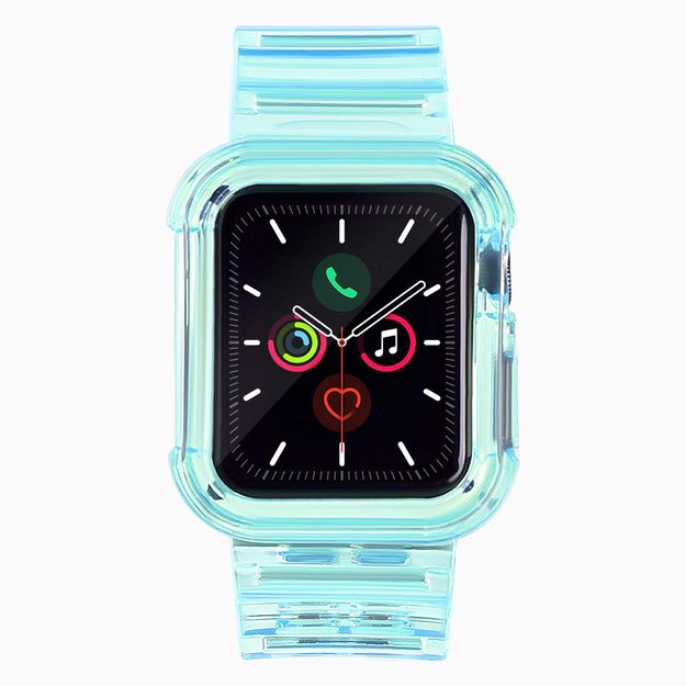 Silicone Band Strap Bracelet Case Strap Light Set for Apple Watch 38mm - Blue 12