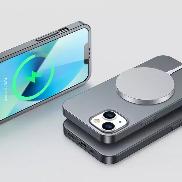 Joyroom 360 Full Case front and back cover for iPhone 13 + tempered glass screen protector grey (JR-BP927 tranish) 14