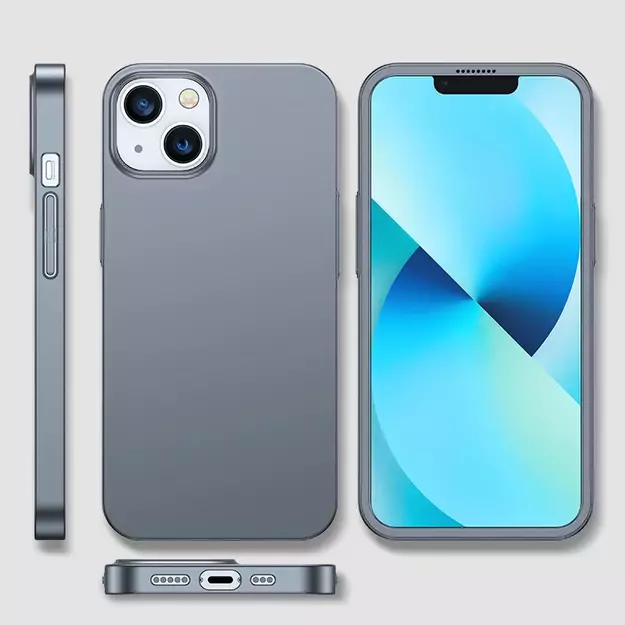 Joyroom 360 Full Case front and back cover for iPhone 13 + tempered glass screen protector grey (JR-BP927 tranish) 15