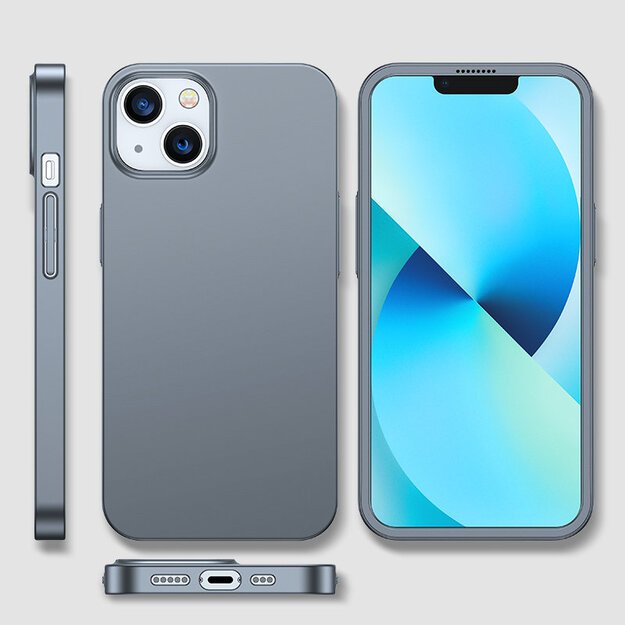 Joyroom 360 Full Case front and back cover for iPhone 13 + tempered glass screen protector grey (JR-BP927 tranish) 8