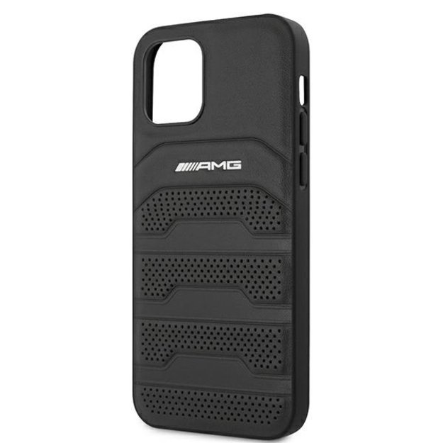 AMG AMHCP12SGSEBK iPhone 12 mini 5,4  czarny/black hardcase Leather Debossed Lines 1