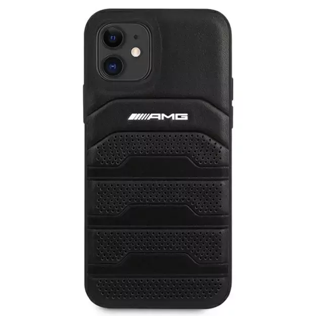 AMG AMHCP12SGSEBK iPhone 12 mini 5,4  czarny/black hardcase Leather Debossed Lines 5
