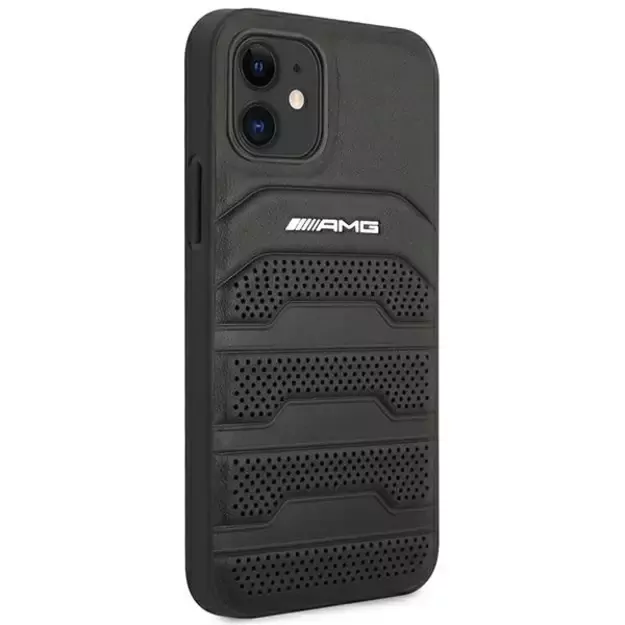 AMG AMHCP12SGSEBK iPhone 12 mini 5,4  czarny/black hardcase Leather Debossed Lines 6
