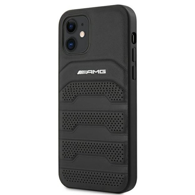 AMG AMHCP12SGSEBK iPhone 12 mini 5,4  czarny/black hardcase Leather Debossed Lines 11
