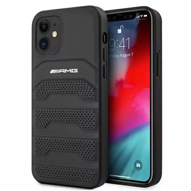 AMG AMHCP12SGSEBK iPhone 12 mini 5,4  czarny/black hardcase Leather Debossed Lines