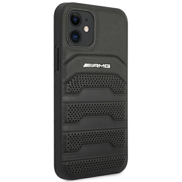 AMG AMHCP12SGSEBK iPhone 12 mini 5,4  czarny/black hardcase Leather Debossed Lines 13