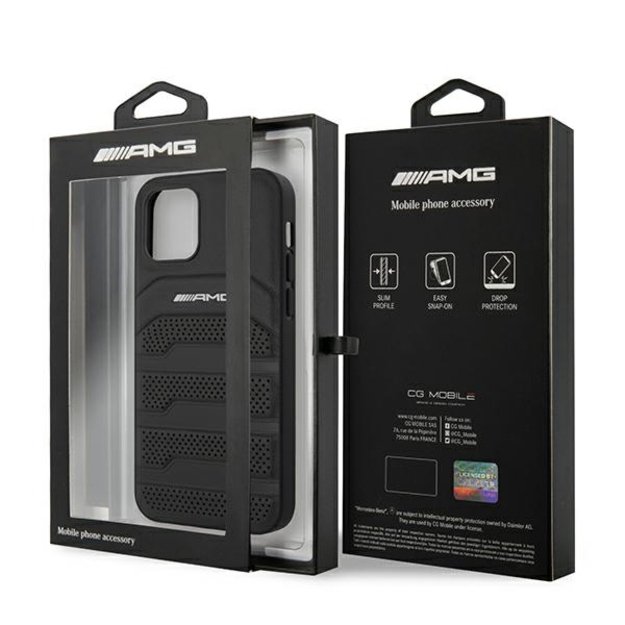 AMG AMHCP12SGSEBK iPhone 12 mini 5,4  czarny/black hardcase Leather Debossed Lines 3