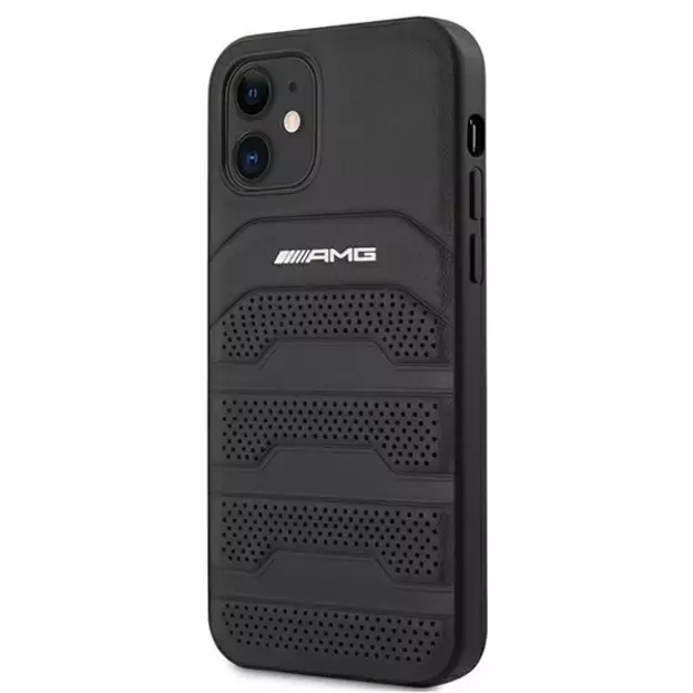 AMG AMHCP12SGSEBK iPhone 12 mini 5,4  czarny/black hardcase Leather Debossed Lines 4