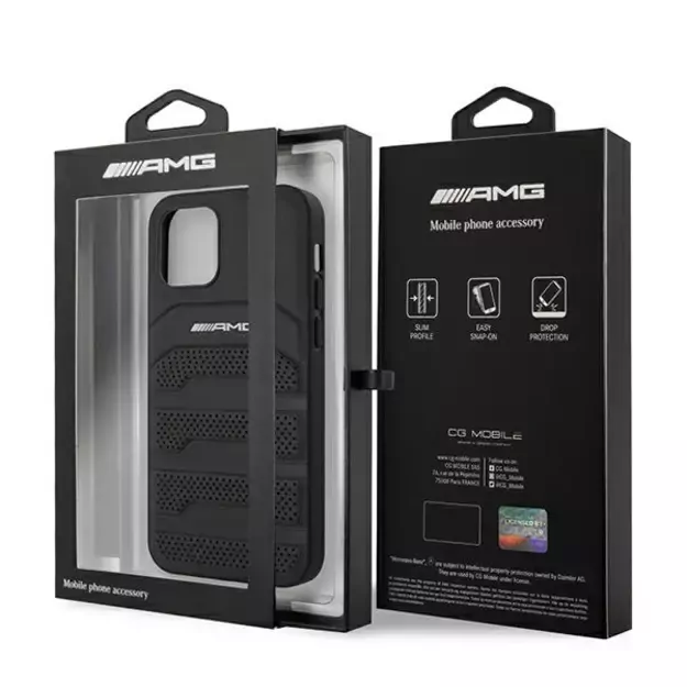 AMG AMHCP12SGSEBK iPhone 12 mini 5,4  czarny/black hardcase Leather Debossed Lines 10