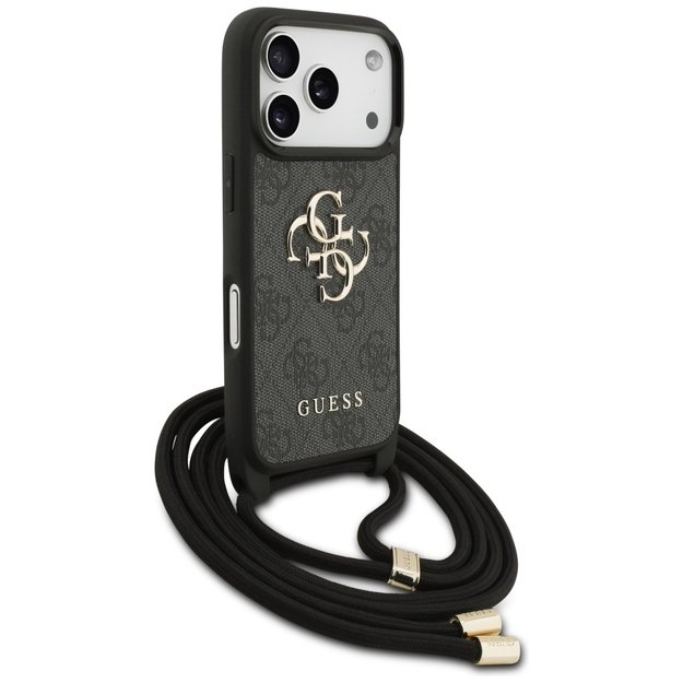 Guess 4G Big Logo Cord Stap Crossbody Case for iPhone 17 Pro - Black 2