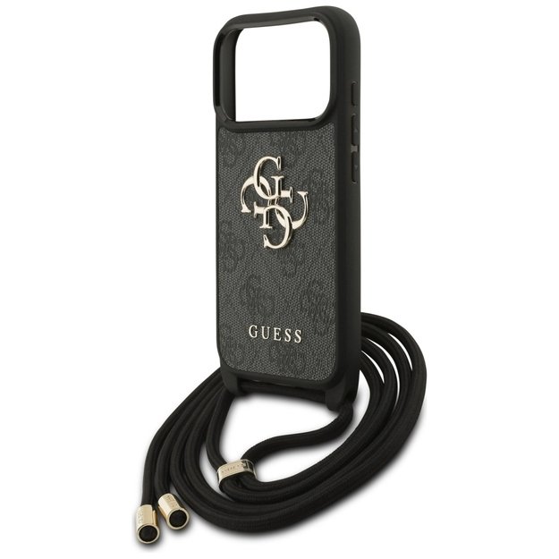 Guess 4G Big Logo Cord Stap Crossbody Case for iPhone 17 Pro - Black 4