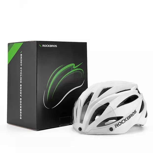 Rockbros Bike Helmet with Visor, Detachable UV Protective Goggles, Unisex - Black/Brown 8