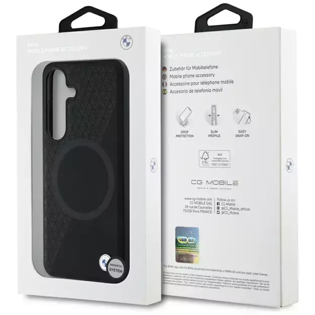 BMW Leather Half Textured MagSafe Case for Samsung Galaxy S25 - Black 14