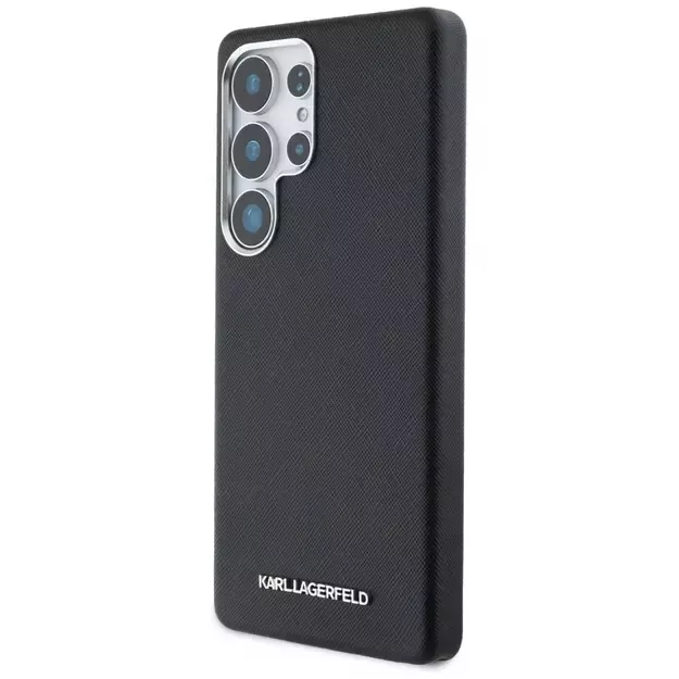 Karl Lagerfeld Saffiano Full Wrapped Elongated Metal Logo MagSafe Case for Samsung Galaxy S25 Ultra - Black 1