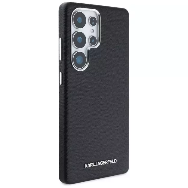 Karl Lagerfeld Saffiano Full Wrapped Elongated Metal Logo MagSafe Case for Samsung Galaxy S25 Ultra - Black 3