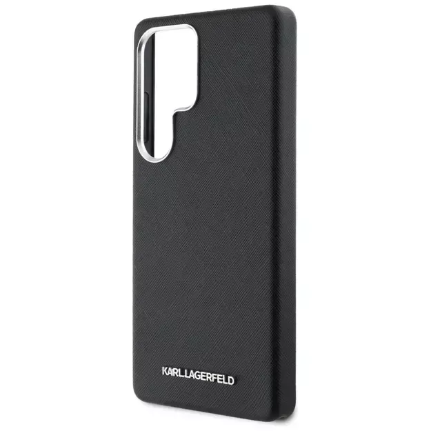 Karl Lagerfeld Saffiano Full Wrapped Elongated Metal Logo MagSafe Case for Samsung Galaxy S25 Ultra - Black 5