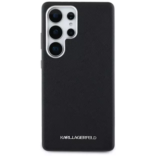 Karl Lagerfeld Saffiano Full Wrapped Elongated Metal Logo MagSafe Case for Samsung Galaxy S25 Ultra - Black 2