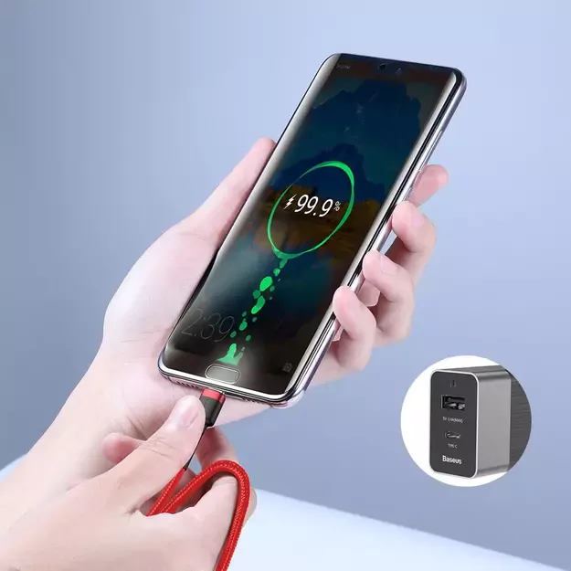 Baseus CATKLF-H91 USB-C - USB-C PD QC cable 60W 3A 480Mb/s 2m - black and red 9