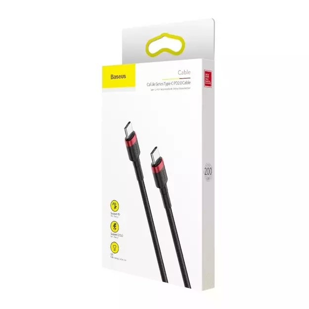 Baseus CATKLF-H91 USB-C - USB-C PD QC cable 60W 3A 480Mb/s 2m - black and red 12