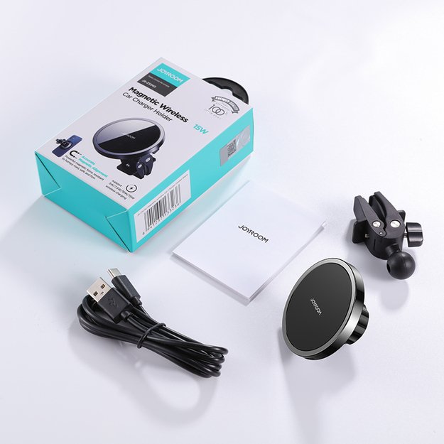 Joyroom Car Magnetic Holder Qi Wireless Inductive Charger 15W (MagSafe Compatible for iPhone) Black (JR-ZS240) 28