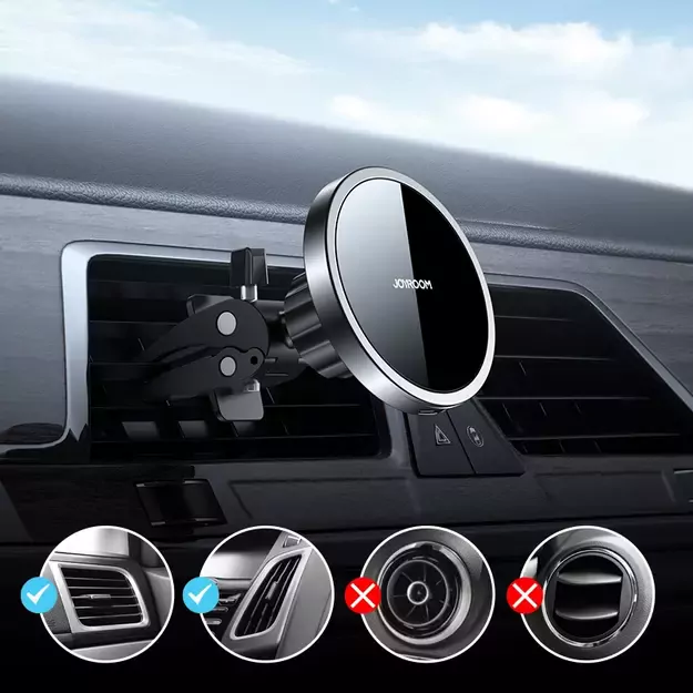 Joyroom Car Magnetic Holder Qi Wireless Inductive Charger 15W (MagSafe Compatible for iPhone) Black (JR-ZS240) 8