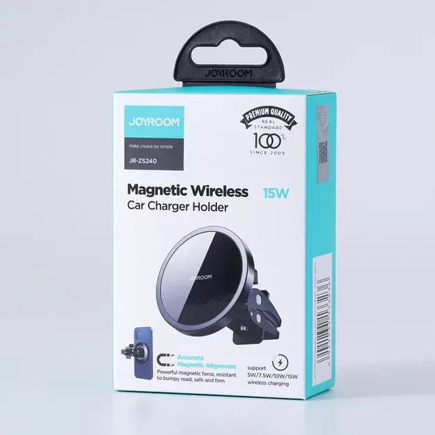 Joyroom Car Magnetic Holder Qi Wireless Inductive Charger 15W (MagSafe Compatible for iPhone) Black (JR-ZS240) 4