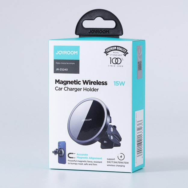 Joyroom Car Magnetic Holder Qi Wireless Inductive Charger 15W (MagSafe Compatible for iPhone) Black (JR-ZS240) 18