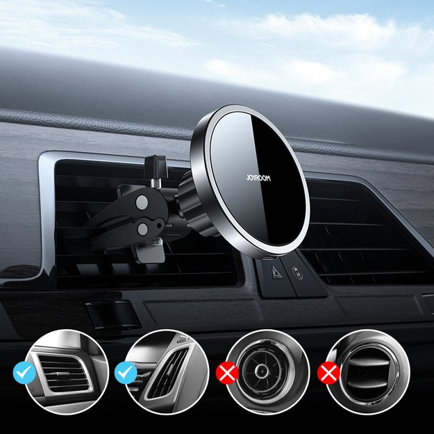 Joyroom Car Magnetic Holder Qi Wireless Inductive Charger 15W (MagSafe Compatible for iPhone) Black (JR-ZS240) 22