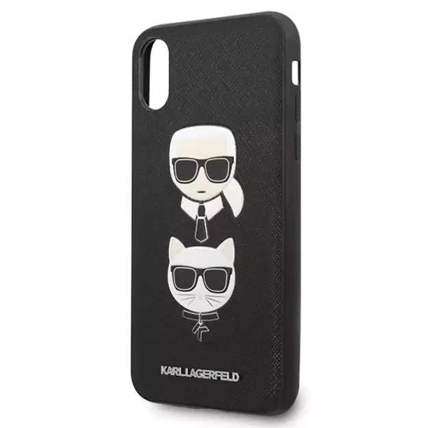 Karl Lagerfeld Saffiano Karl&amp Choupette Head case for iPhone X/XS - black 8