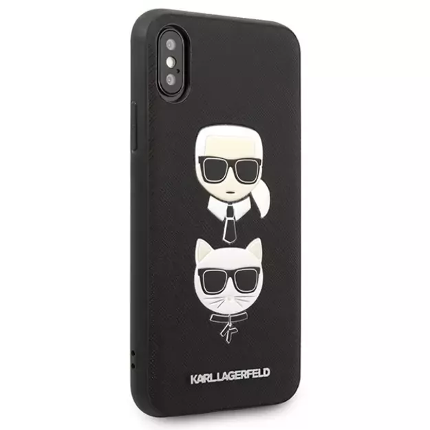 Karl Lagerfeld Saffiano Karl&amp Choupette Head case for iPhone X/XS - black 9