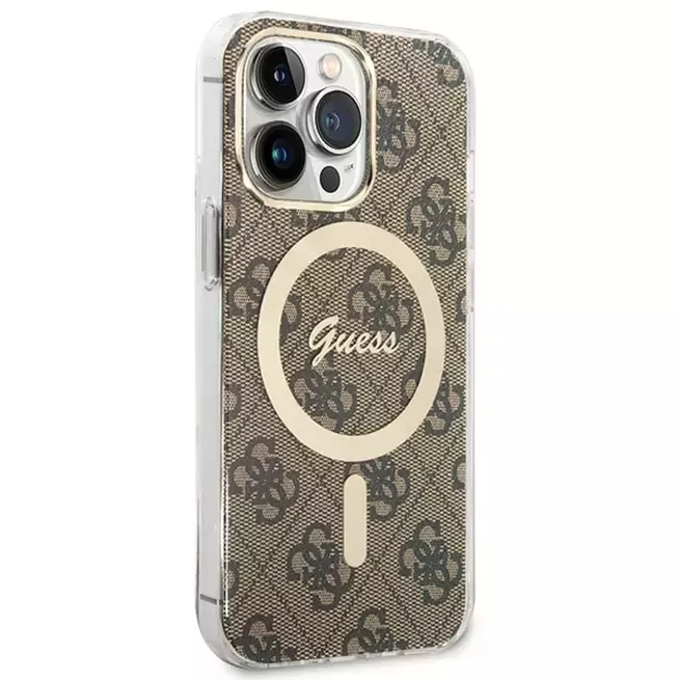 Set Guess GUBPP13LH4EACSW Case+ Charger iPhone 13 Pro brown/brown hard case 4G Print MagSafe 3