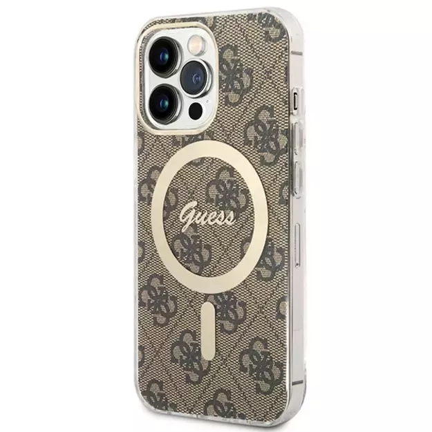Set Guess GUBPP13LH4EACSW Case+ Charger iPhone 13 Pro brown/brown hard case 4G Print MagSafe 1