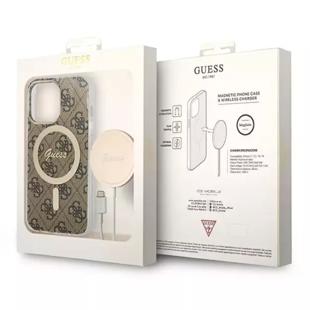 Set Guess GUBPP13LH4EACSW Case+ Charger iPhone 13 Pro brown/brown hard case 4G Print MagSafe 9