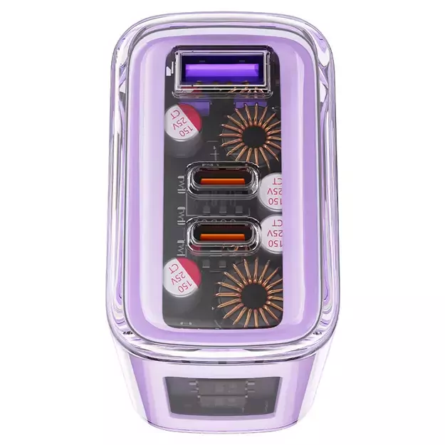 Acefast charger GaN 65W 3 ports (1xUSB, 2xUSB C) green (A45) 3