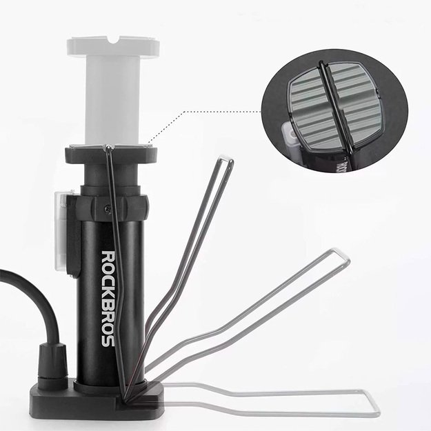 Rockbros 42610002001 floor bicycle pump with pressure gauge - black 2