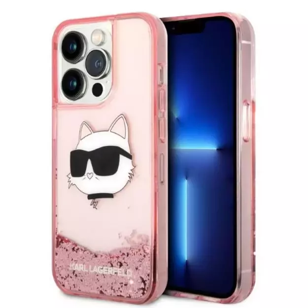 Karl Lagerfeld KLHCP14LLNCHCP iPhone 14 Pro 6.1  pink/pink hardcase Glitter Choupette Head