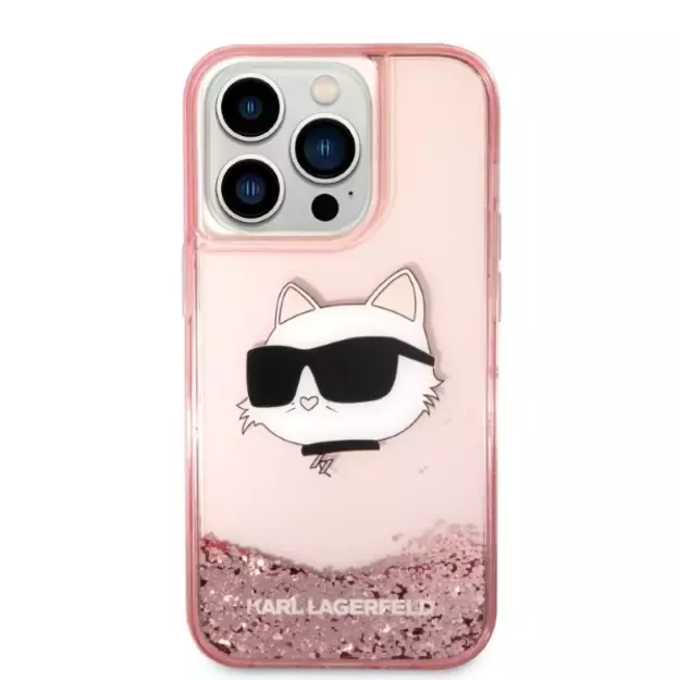 Karl Lagerfeld KLHCP14LLNCHCP iPhone 14 Pro 6.1  pink/pink hardcase Glitter Choupette Head 2