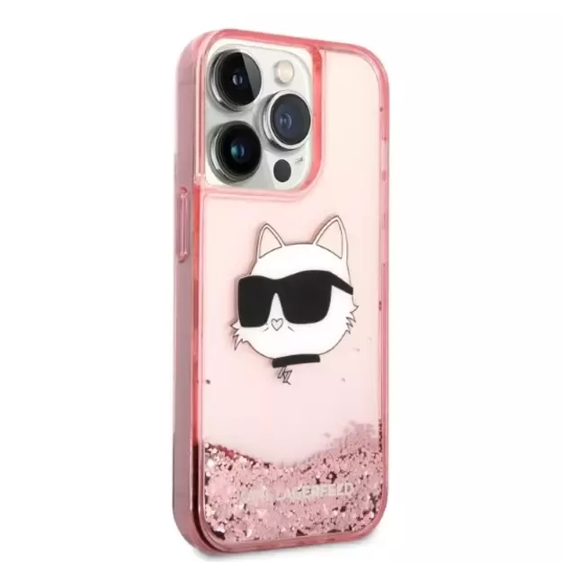Karl Lagerfeld KLHCP14LLNCHCP iPhone 14 Pro 6.1  pink/pink hardcase Glitter Choupette Head 3