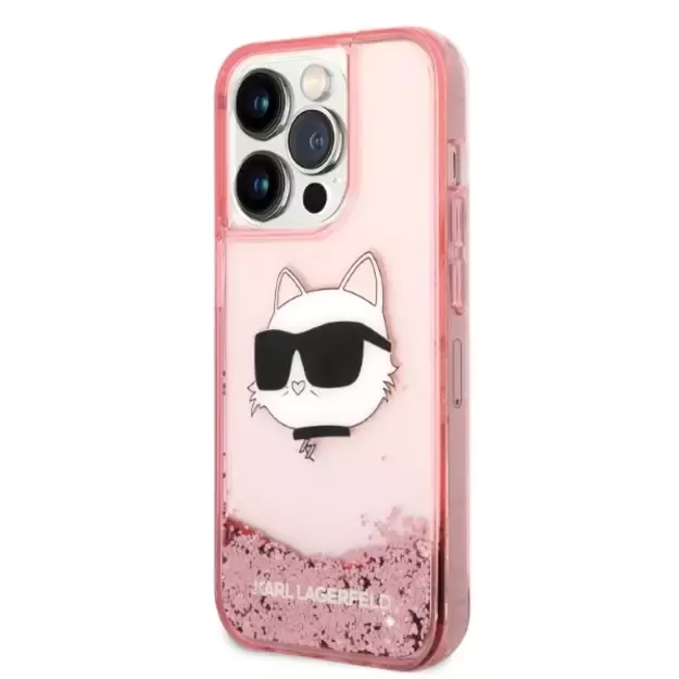 Karl Lagerfeld KLHCP14LLNCHCP iPhone 14 Pro 6.1  pink/pink hardcase Glitter Choupette Head 1