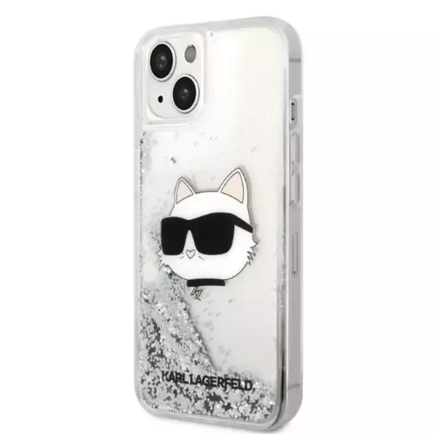 Karl Lagerfeld KLHCP14MLNHCCS iPhone 14 Plus 6.7&quot  silver/silver hardcase Glitter Choupette Head 1